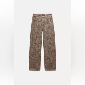 Zara Animal Print TRF Relaxed Jeans with High Waist